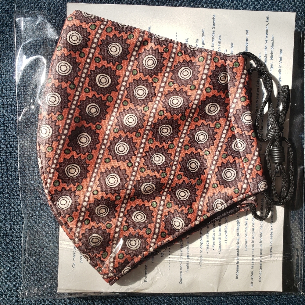 Tory Burch Designer Face Mask Orange/Pink and Purple Print